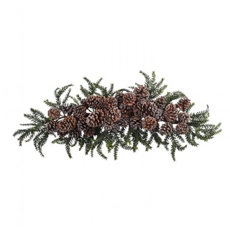 NEARLY NATURAL 28 in. Iced Pine Cone Swag 4886